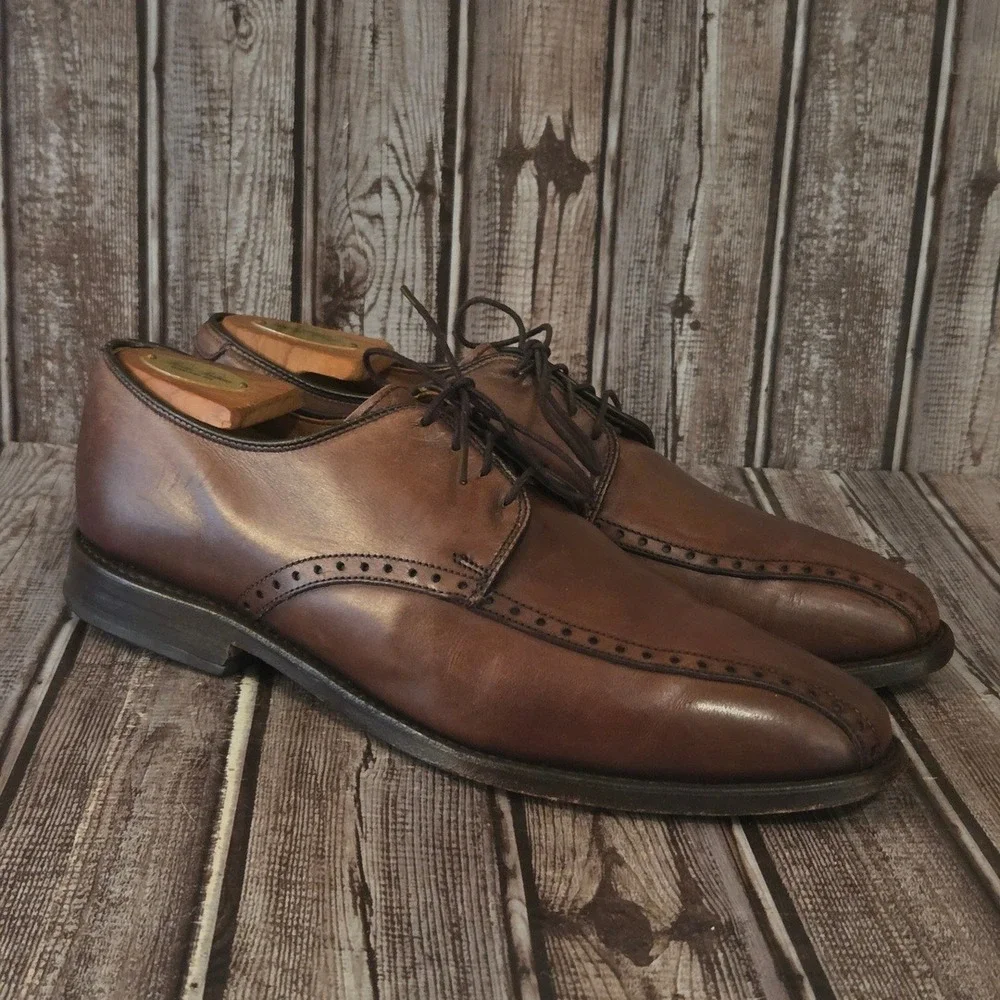 8 D Mens Allen Edmonds Wendell Brown Leather Bicycle Toe Brogue Oxfords Shoes